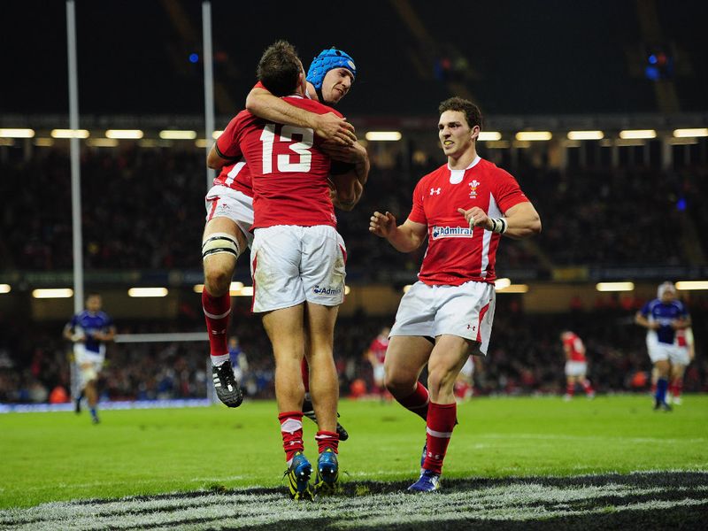 Relief: That try gave Wales the lead in the first-half