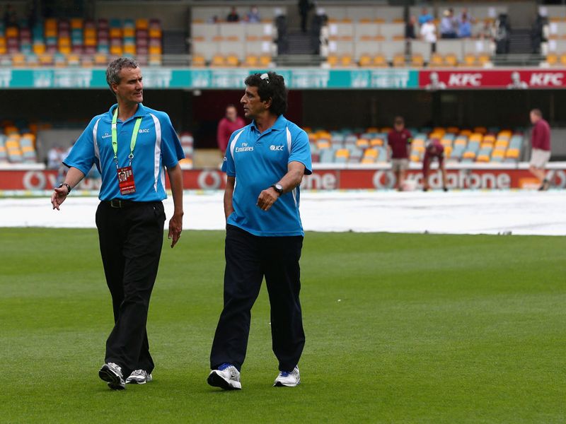 ...and the umpires went out to check the conditions constantly...