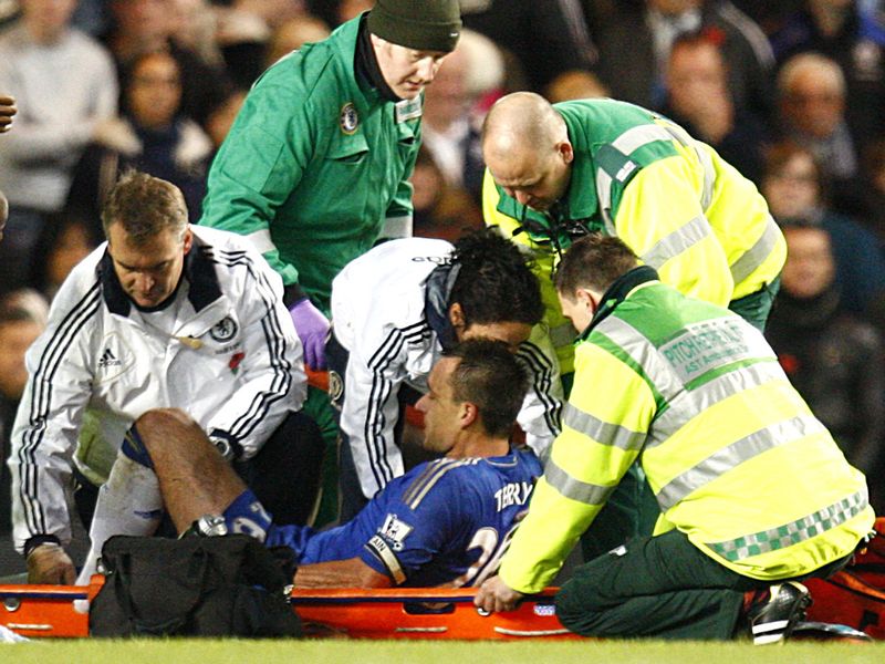 ...Terry has to be stretchered off with a knee injury