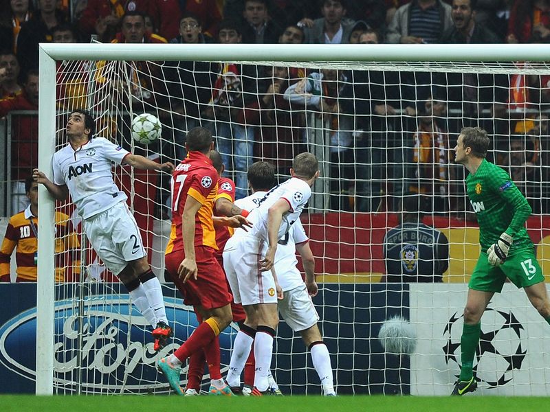 Yilmaz Burak's header Galatasaray a 1-0 lead against United