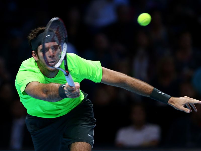 Del Potro has to stretch on his forehand side...
