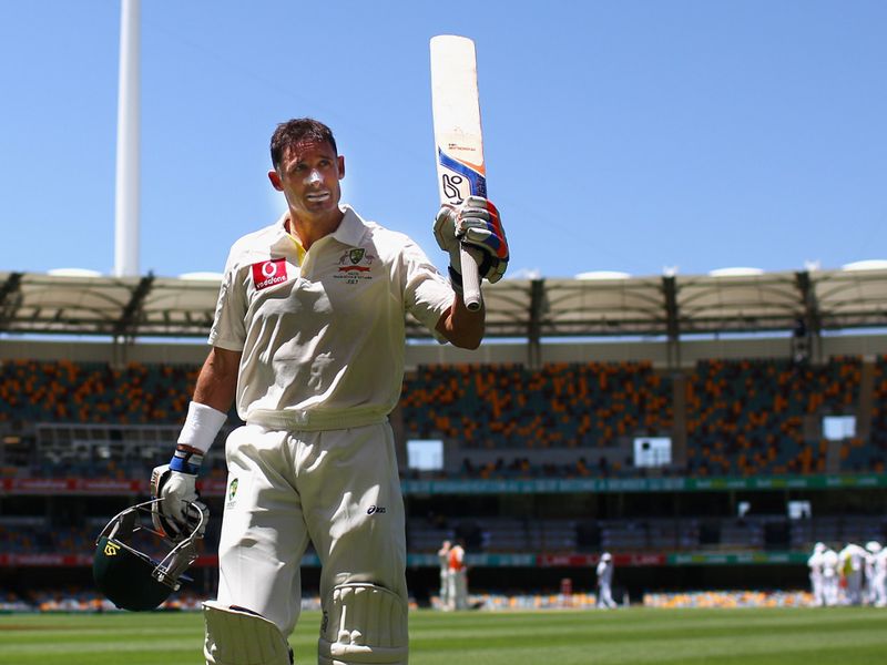 Michael Hussey added 14 more to his overnight score, making 100 before being dismissed.