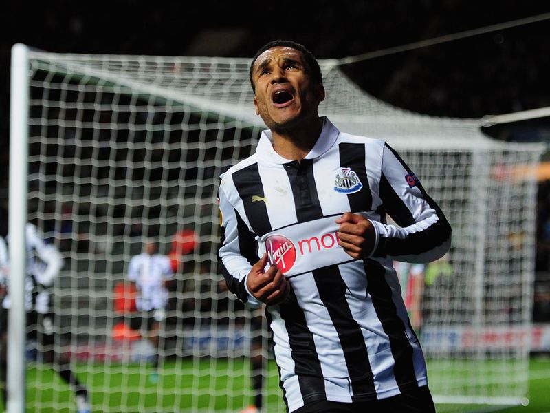 The 26-year-old celebrates his first goal for Newcastle