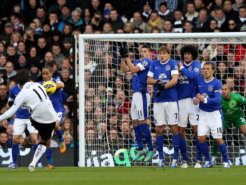 ...after Ruiz's free-kick over the wall saw Howard tip the ball onto the post but the ball then hit his back and went in