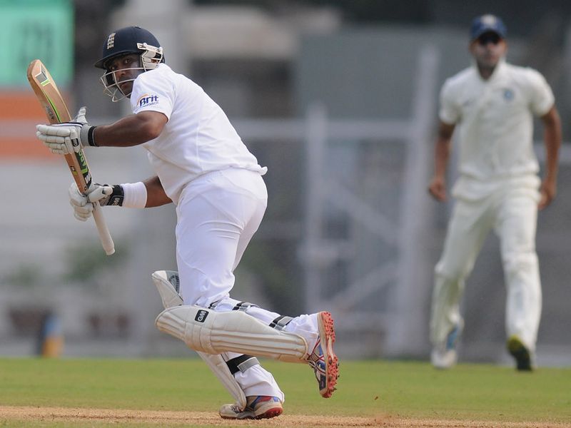 Samit Patel continued from his overnight score of 82...