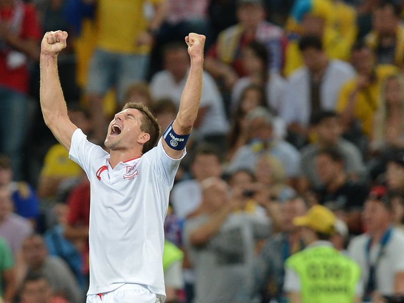 Gerrard celebrates England's progression to the knock-out stages of Euro 2012 after a Man of The Match performance in a 1-0 win against Ukraine.