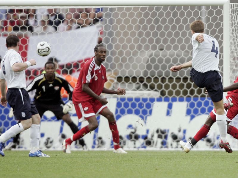 Gerrard beats Shaka Hislop from distance as England beat Trinidad and Tobago 2-0 in a World Cup 2006 group game.