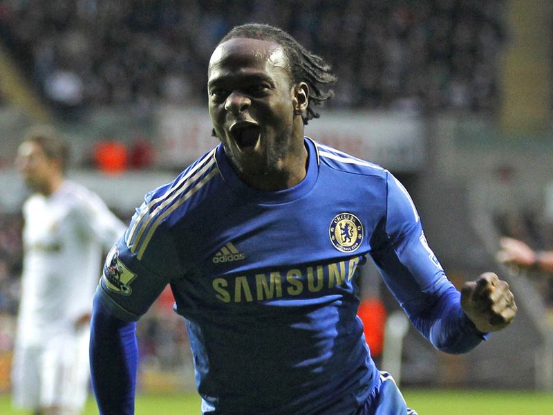 Chelsea celebration: Victor Moses notches the opener for the Blues against the Swans