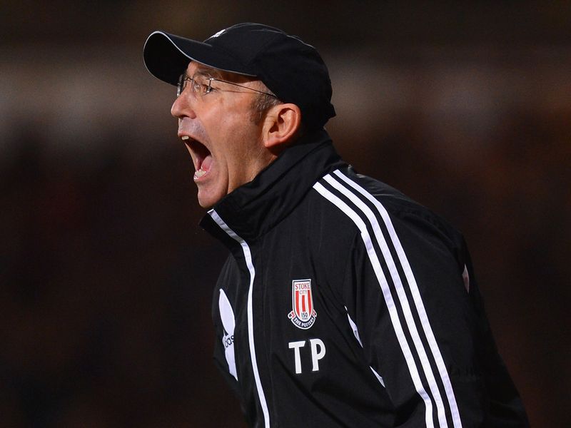 Tony Pulis looks on as his side aimed to secure a first away win of the season.