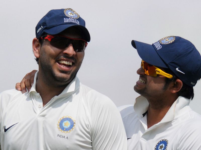 Yuvraj Singh took five of the nine wickets to fall (Steve Finn didn't bat as he is injured).