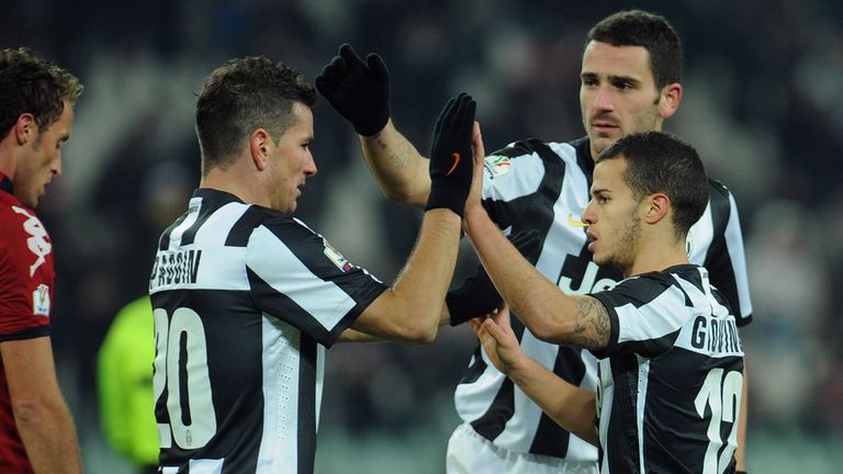 Sebastian Giovinco: Celebrates his winner against Cagliari on Wednesday night