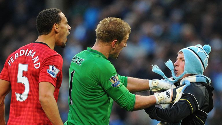 Joe Hart: Intervened as Matthew Stott confronts Rio Ferdinand