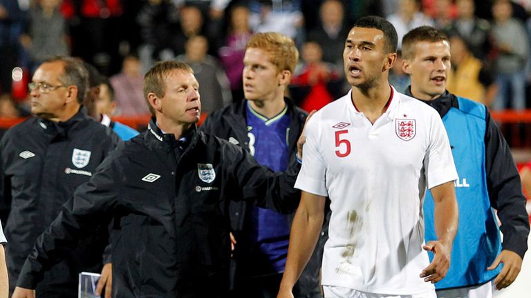 Ugly scenes followed England's win in Serbia last year