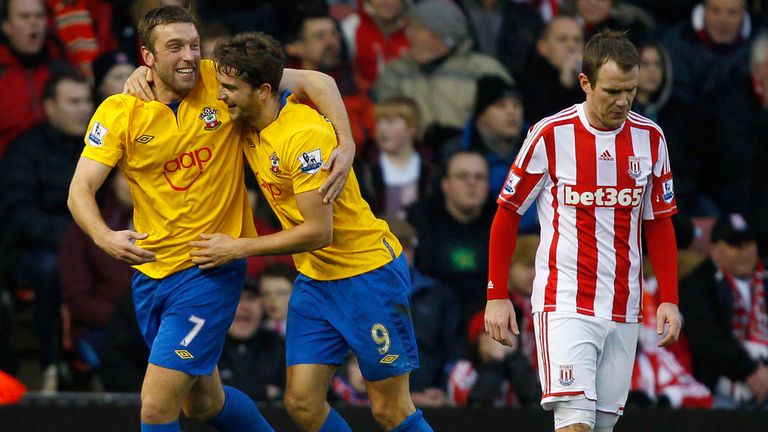 Rickie Lambert and Jay Rodriguez: On target in Southampton's 3-3 draw with Stoke at the Britannia
