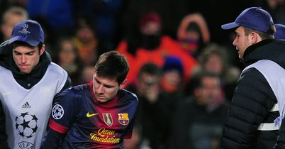 Lionel Messi: Suffered a bruised left knee against Benfica