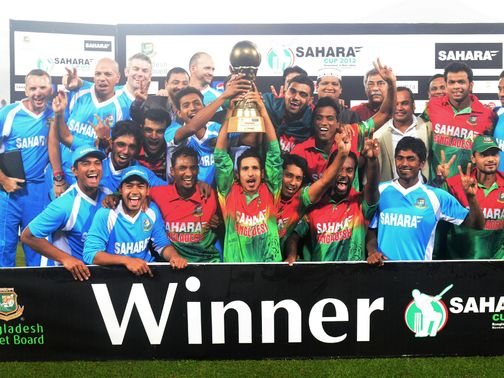 Bangladesh celebrate their one-day series victory over West Indies
