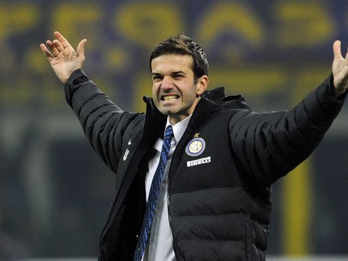 Andrea Stramaccioni celebrates Inter's win