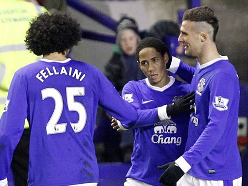 Steven Pienaar is mobbed after netting a late leveller&nbsp;
