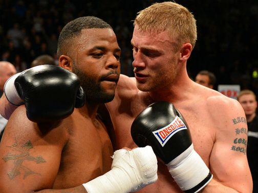 Andrew Flintoff enjoys victory over Richard Dawson.