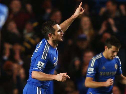 Frank Lampard celebrates a landmark goal