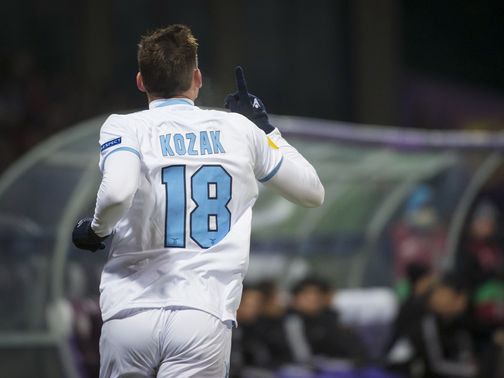 Libor Kozak celebrates his goal for Lazio