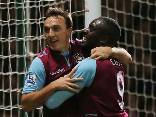 Mark Noble celebrates after levelling from the penalty spot&nbsp;