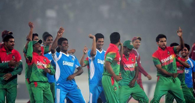 Bangladesh celebrate a recent one-day series victory over West Indies