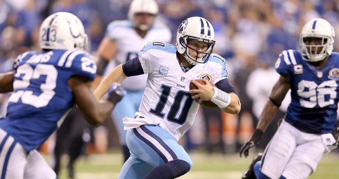 Jake Locker: Tennessee Titans quarterback scrambles out of the pocket
