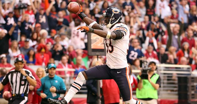 Charles Tillman: Celebrates his touchdown