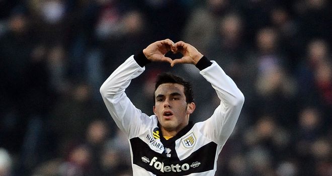 Nicola Sansone celebrates for Parma