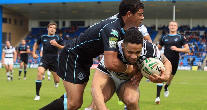 Action from the Broncos-Hull FC game at Gillingham in May