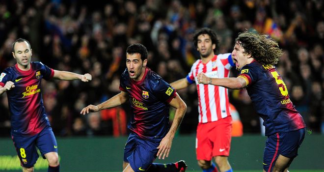 Sergio Busquets celebrates putting Barca ahead