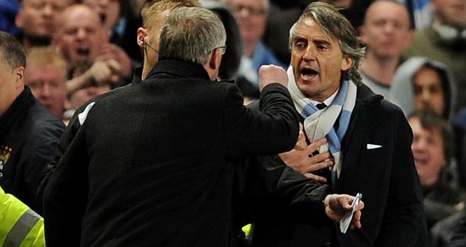 Ferguson and Mancini clashed during April's clash at the Etihad