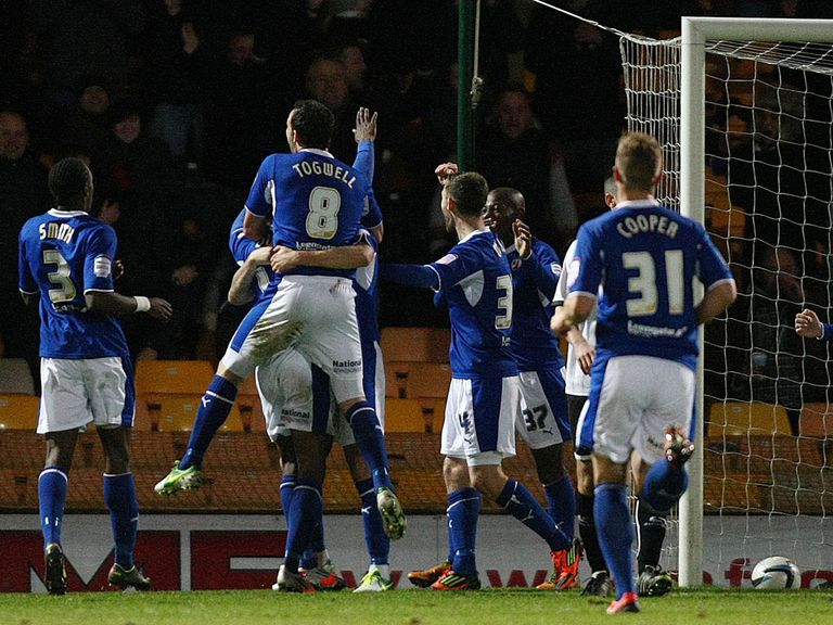 Chesterfield celebrate their second goal against Port Vale
