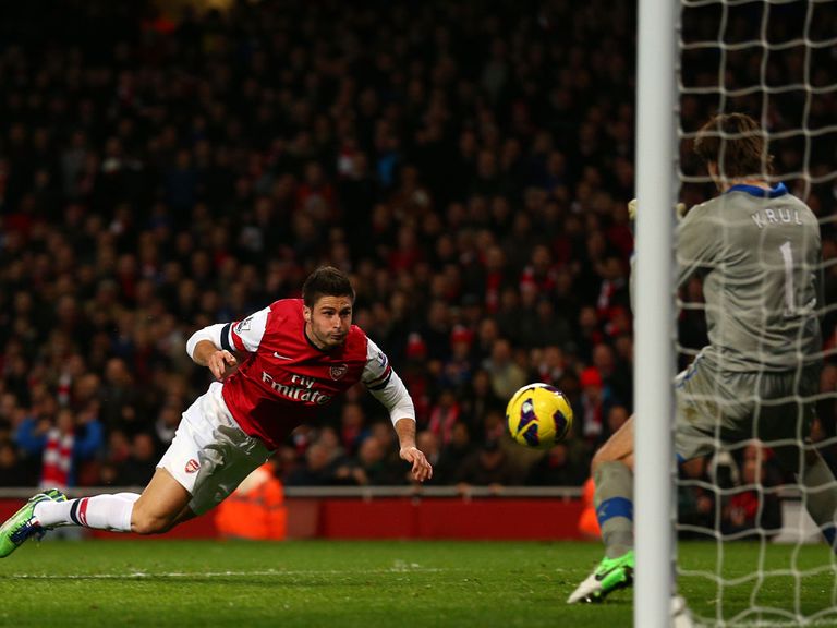 Olivier Giroud scores for Arsenal