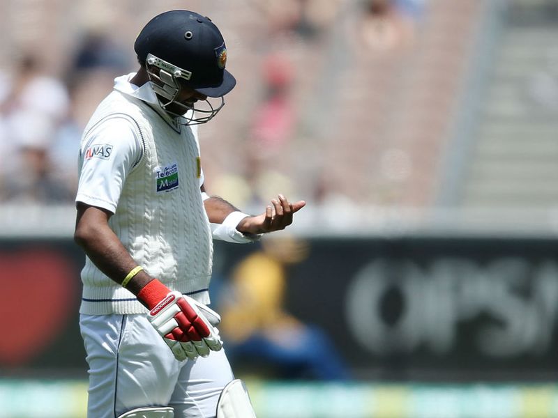 Kumar Sangakkara retired hurt due to a hand injury.