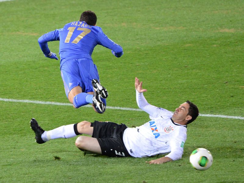 Chicao made a sliding challenge on Chelsea playmaker Eden Hazard