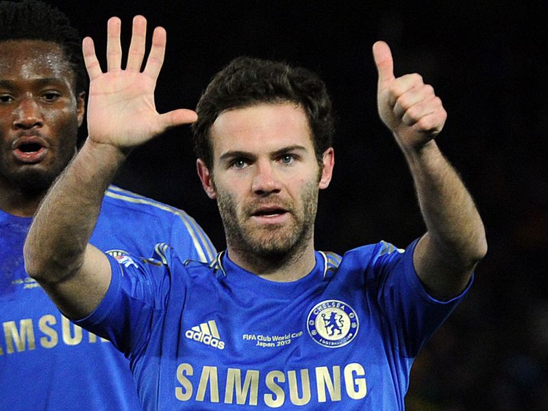 Juan Mata acknowledges Oriol Romeu in his celebration, the club's number 6 is out for six months after surgery on his anterior cruciate.