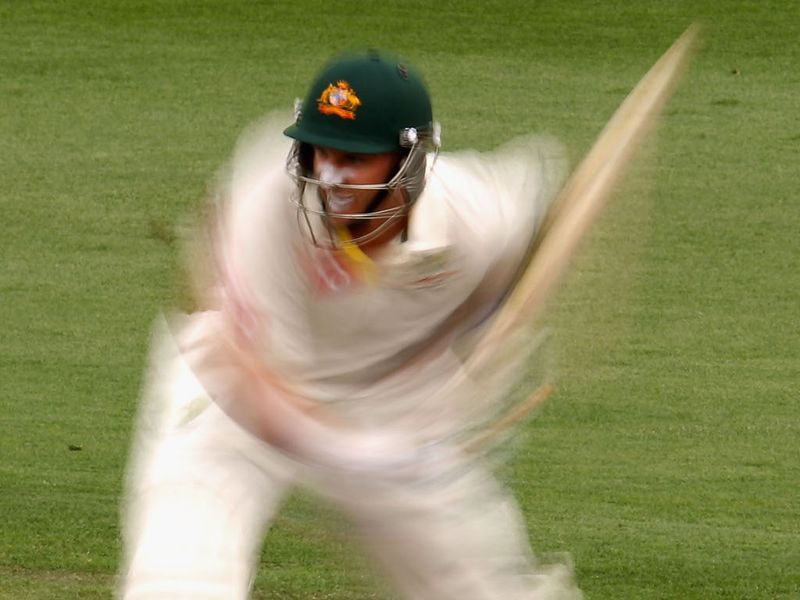 Michael Hussey was the last man standing at tea, leaving Sri Lanka four sessions to chase 393.