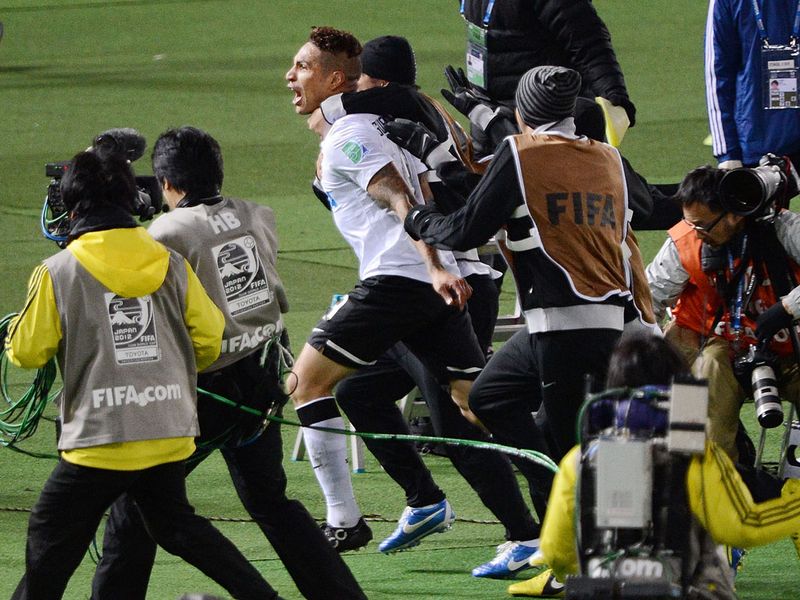 Guerrero made full use of the space around the playing area to celebrate the goal with the vast travelling support
