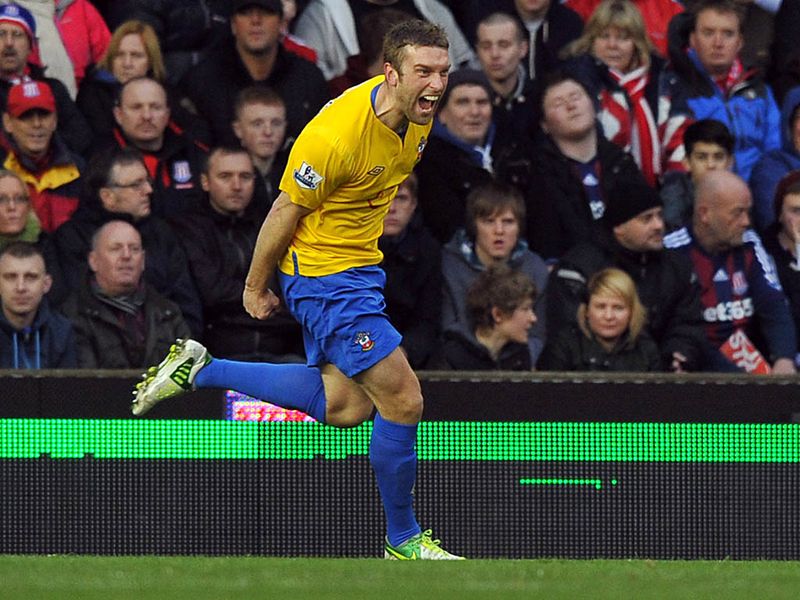 Southampton take the lead at the Britannia after 10 minutes, Guly de Prado swings in a cross which is dispatched by Rickie Lambert.