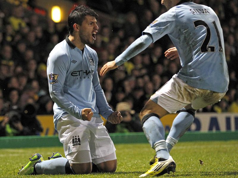 Any nerves Man City had about being down to ten-men are settled on 50 minutes when Sergio Aguero chips Mark Bunn.