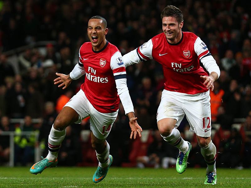 You still with us? Walcott completes his hat-trick in remarkable fashion, cuts in from the left, beats one defender, is brought down, climbs to his feet...