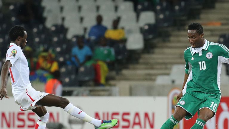 John Obi Mikel: In action for Nigeria against Burkino Faso