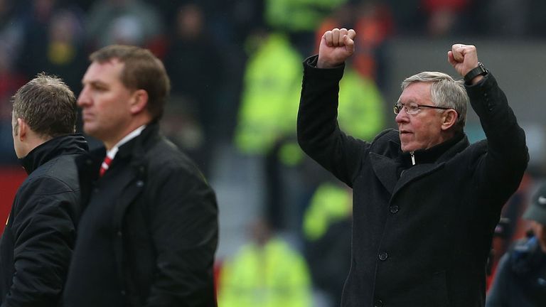 Sir Alex Ferguson: Celebrates after Manchester United overcame Liverpool 2-1