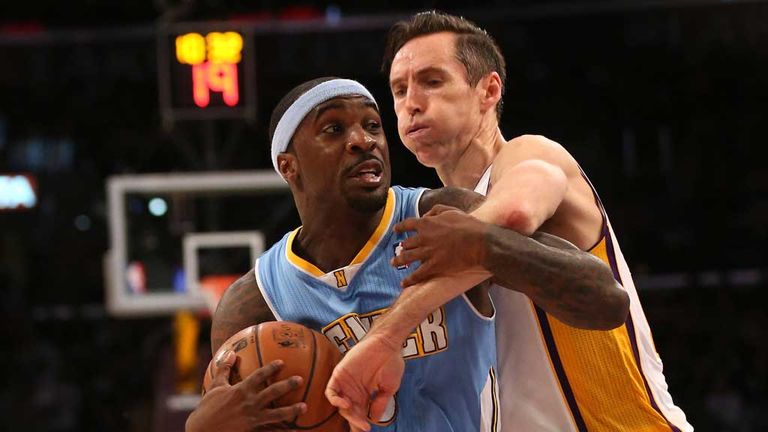 Ty Lawson: Another big game for the Nuggets point guard, here battling with Steve Nash of the Lakers