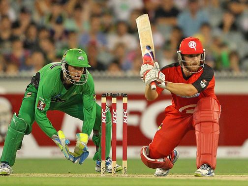 Aaron Finch: his unbeaten 67 helped the Renegades beat the Stars on Sunday