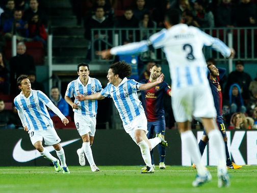 Manuel Ronaldo Iturra celebrates for Malaga
