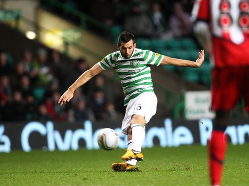 Joe Ledley scores Celtic's first goal of the night