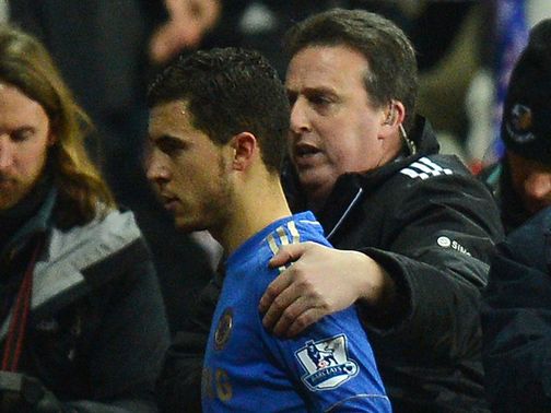 Hazard: Sent off for kicking out at a ball boy